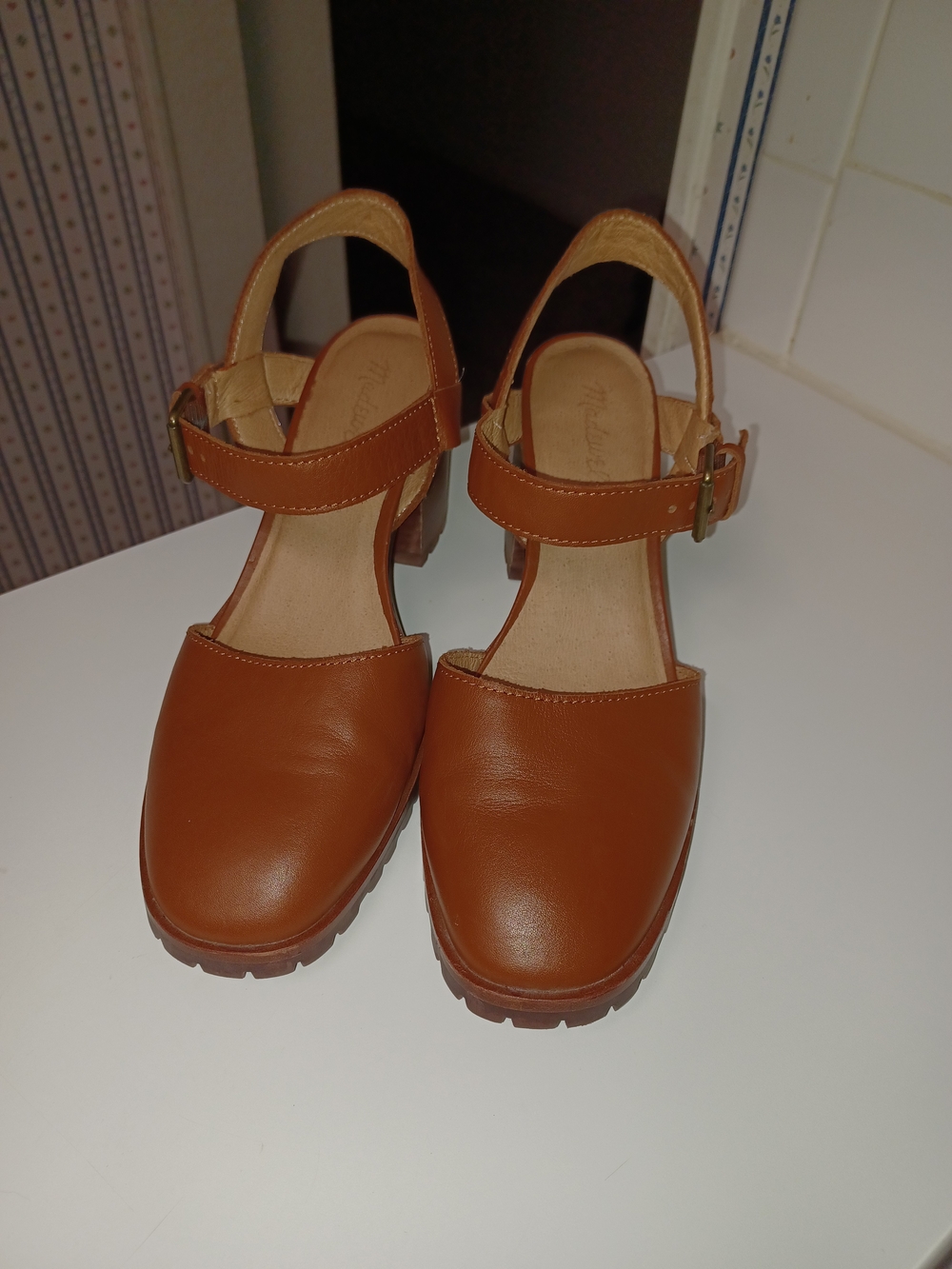 Madewell Women's Brown Leather Closed-Toe Slingback Mules